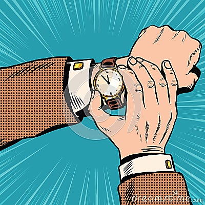 Wrist watch retro pop art Vector Illustration