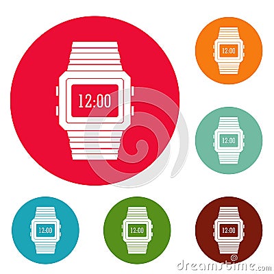 Wristwatch icons circle set Stock Photo