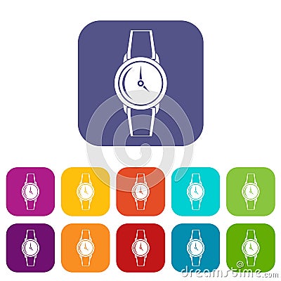 Wristwatch icons set flat Vector Illustration