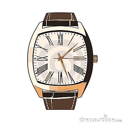 Wristwatch isolated on white background. Vector illustration in cartoon style. Vector Illustration