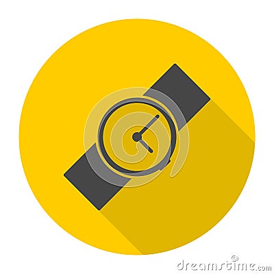 Wristwatch vector icon with long shadow Vector Illustration