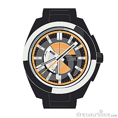 Wristwatch vector illustration. Wristwatch isolated on white background. Vector Illustration