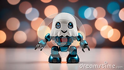 Write a conversation between a cynical robot and an optimistic ghost Stock Photo