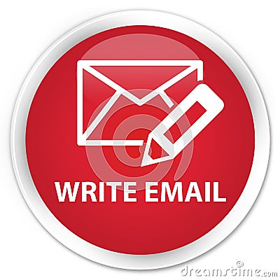 Write email premium red round button Cartoon Illustration