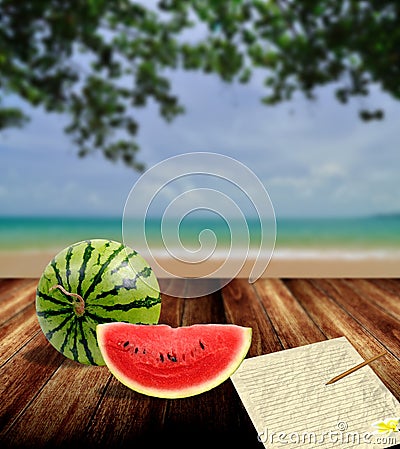 Write letter in the summer time concept Stock Photo