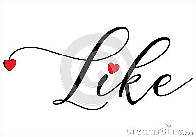 Like write on white background, with red hearts - vector Vector Illustration