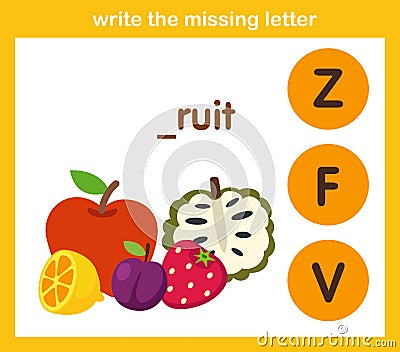 Write the missing lette Vector Illustration