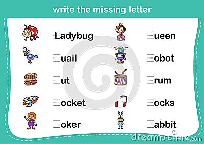 Write the missing letter Vector Illustration