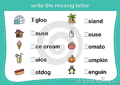 Write the missing letter Vector Illustration