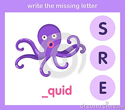 Write the missing letter Vector Illustration