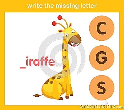 Write the missing letter Vector Illustration