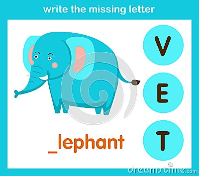 Write the missing letter Vector Illustration