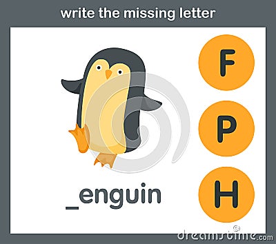 Write the missing letter Vector Illustration