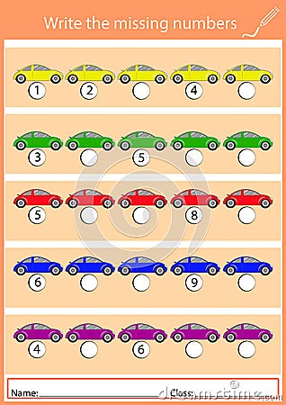 write the missing numbers 1-10 math Stock Photo