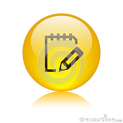 Write notepad icon web button Cartoon Illustration