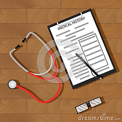 Write patient medical history Vector Illustration