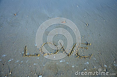Write word Love on the beach Stock Photo