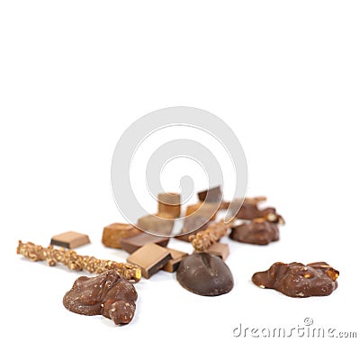 Write your message to anyone you love in this beautiful image.Assorted handmade chocolates on white background Stock Photo