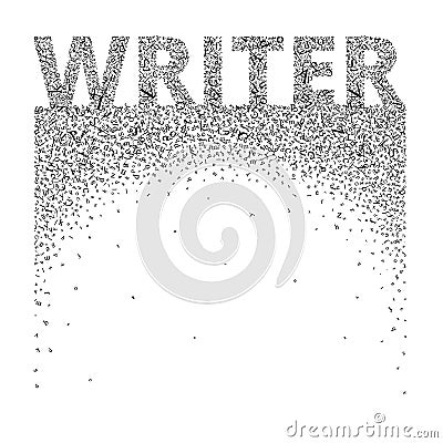 Writer. Abstract letters create a background and a word. Vector Illustration
