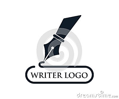 Writer logo ,fountain icon vector logo template Vector Illustration