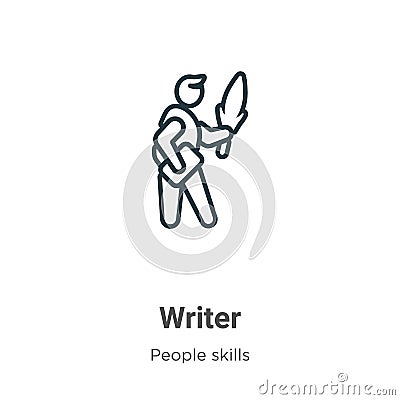 Writer outline vector icon. Thin line black writer icon, flat vector simple element illustration from editable people skills Vector Illustration