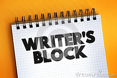 Writer`s block text quote on notepad, concept background Stock Photo