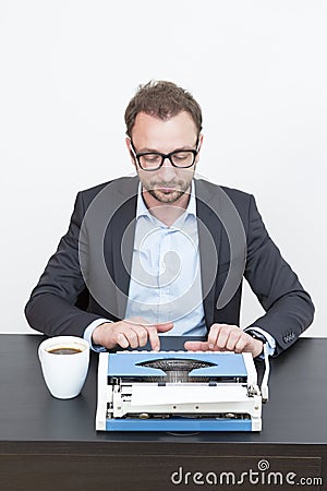 Writer typing Stock Photo