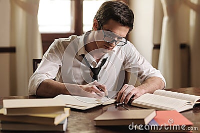 Writer at work Stock Photo