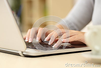 Writer writing on a laptop at home Stock Photo