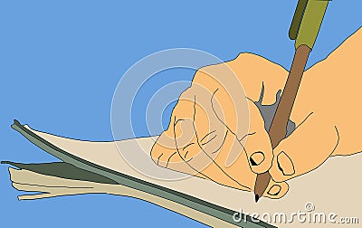 Writer writing stories on paper illustration Cartoon Illustration