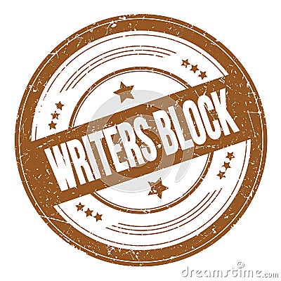 WRITERS BLOCK text on brown round grungy stamp Stock Photo