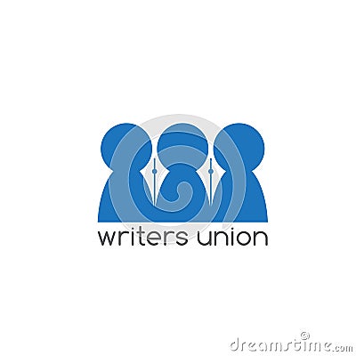 Writers union negative space concept vector design Vector Illustration