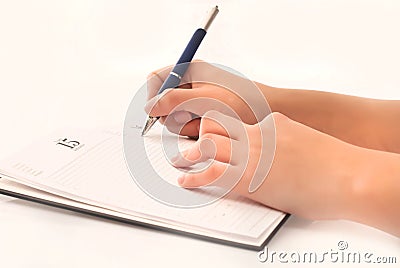 Writing on agenda Stock Photo