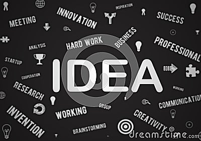 Writing business words ideas concept in grey background. creative idea Stock Photo