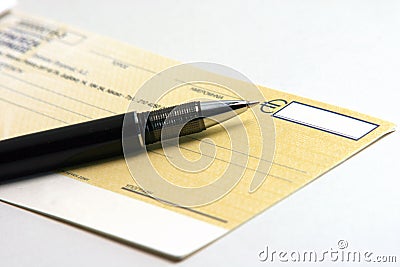 Writing check Stock Photo