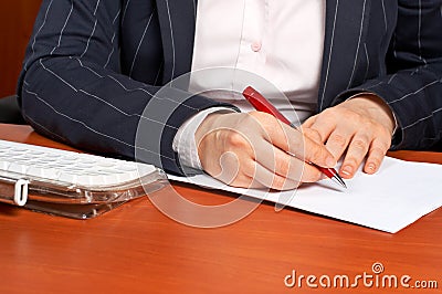 Writing a contract Stock Photo