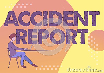 Writing displaying text Accident ReportA form that is filled out record details of an unusual event. Business overview A Stock Photo