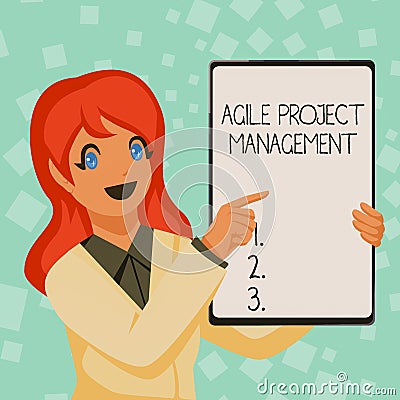 Writing displaying text Agile Project Management. Business approach management methodology from traditional to modern Stock Photo