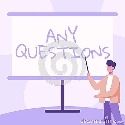 Writing displaying text Any Questions. Internet Concept Clueless Blank face Inquiry Disputes Probes Issues Riddles Stock Photo