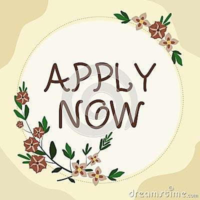 Writing displaying text Apply Now. Business overview An act of a person to acquire the job related to the profession Stock Photo