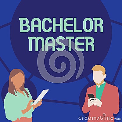 Text sign showing Bachelor Master. Business approach An advanced degree completed after bachelor s is degree Stock Photo