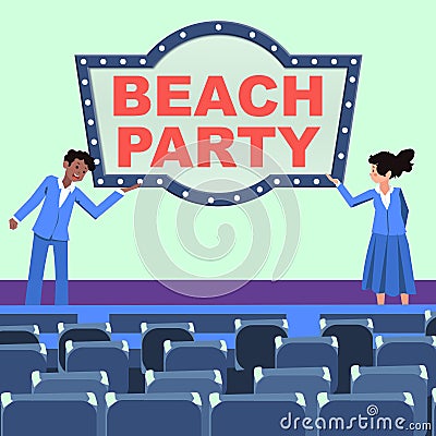 Writing displaying text Beach Party. Business overview small or big festival held on sea shores usually wearing bikini Stock Photo