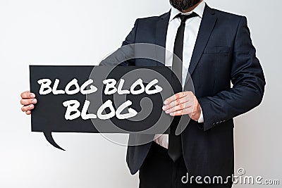 Writing displaying text Blog Blog Blog. Business overview Internet blogging trend modern virtual communication Stock Photo