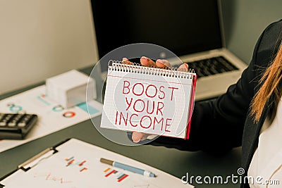 Text caption presenting Boost Your Income. Word Written on improve your business to increase revenue or profit Stock Photo