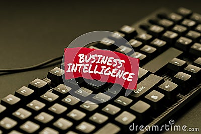 Text caption presenting Business Intelligence. Business showcase Best Practice of Information to Optimize Performance Stock Photo