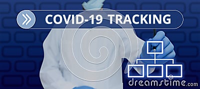 Writing displaying text Covid 19 Tracking. Word Written on Distinguishing process of the possible infected individuals Stock Photo