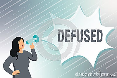 Writing displaying text Defused. Business showcase make a difficult or dangerous situation calmer by reducing its cause Stock Photo