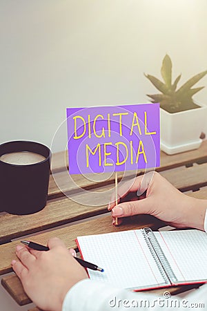 Writing displaying text Digital Media. Internet Concept Accessing any digitized content using etechnology system Stock Photo