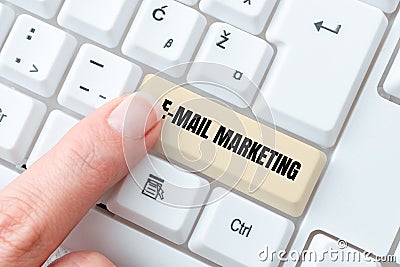 Writing displaying text E Mail Marketing. Concept meaning Ecommerce Advertising Online sales Newsletters Promotion Stock Photo