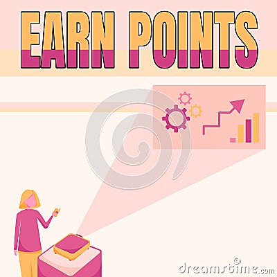 Writing displaying text Earn Points. Word Written on a fund rewarded automatically after purchasing any product Lady Stock Photo
